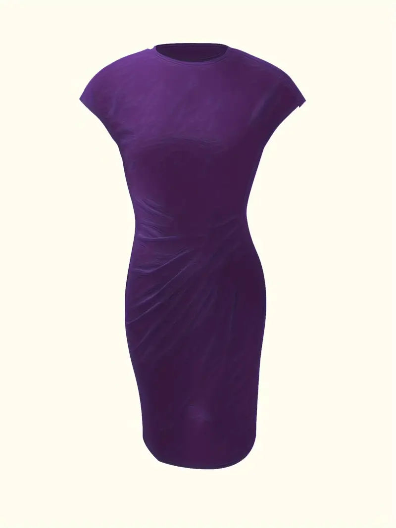 Women's Solid Colour Round Neck Dress