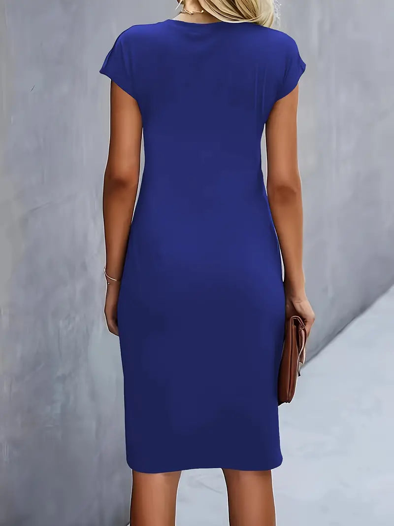 Women's Solid Colour Round Neck Dress