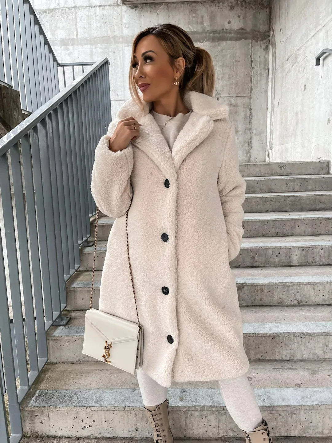 Women's Soft Plush Teddy Trench Coat