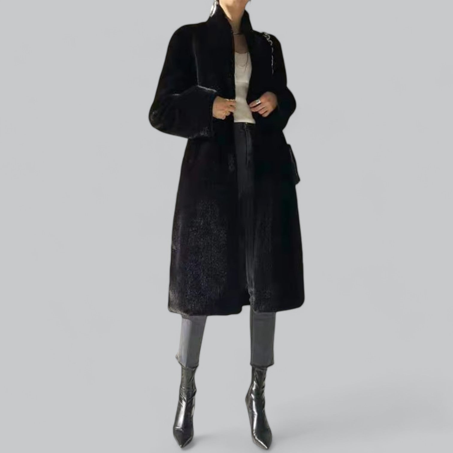 Luxury Mink Fur Long Coat for Women