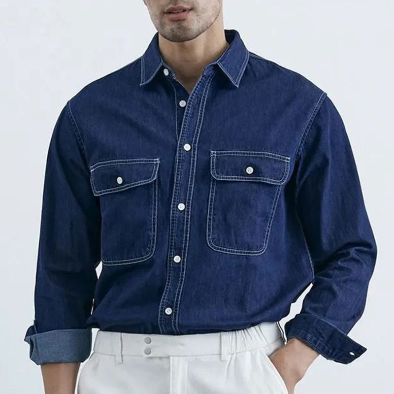 Carter - Denim Shirt - Dual Pocket Design Durable Comfort