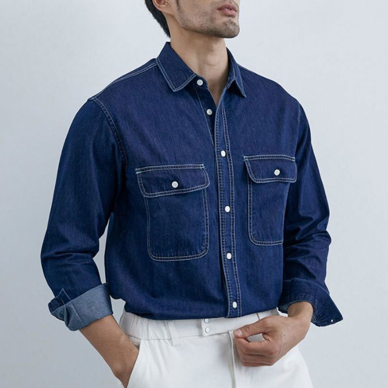 Carter - Denim Shirt - Dual Pocket Design Durable Comfort