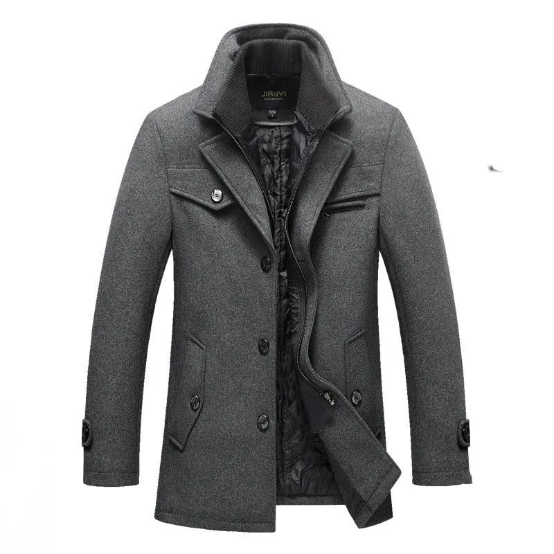 Men's Woolen Coat with Zipper