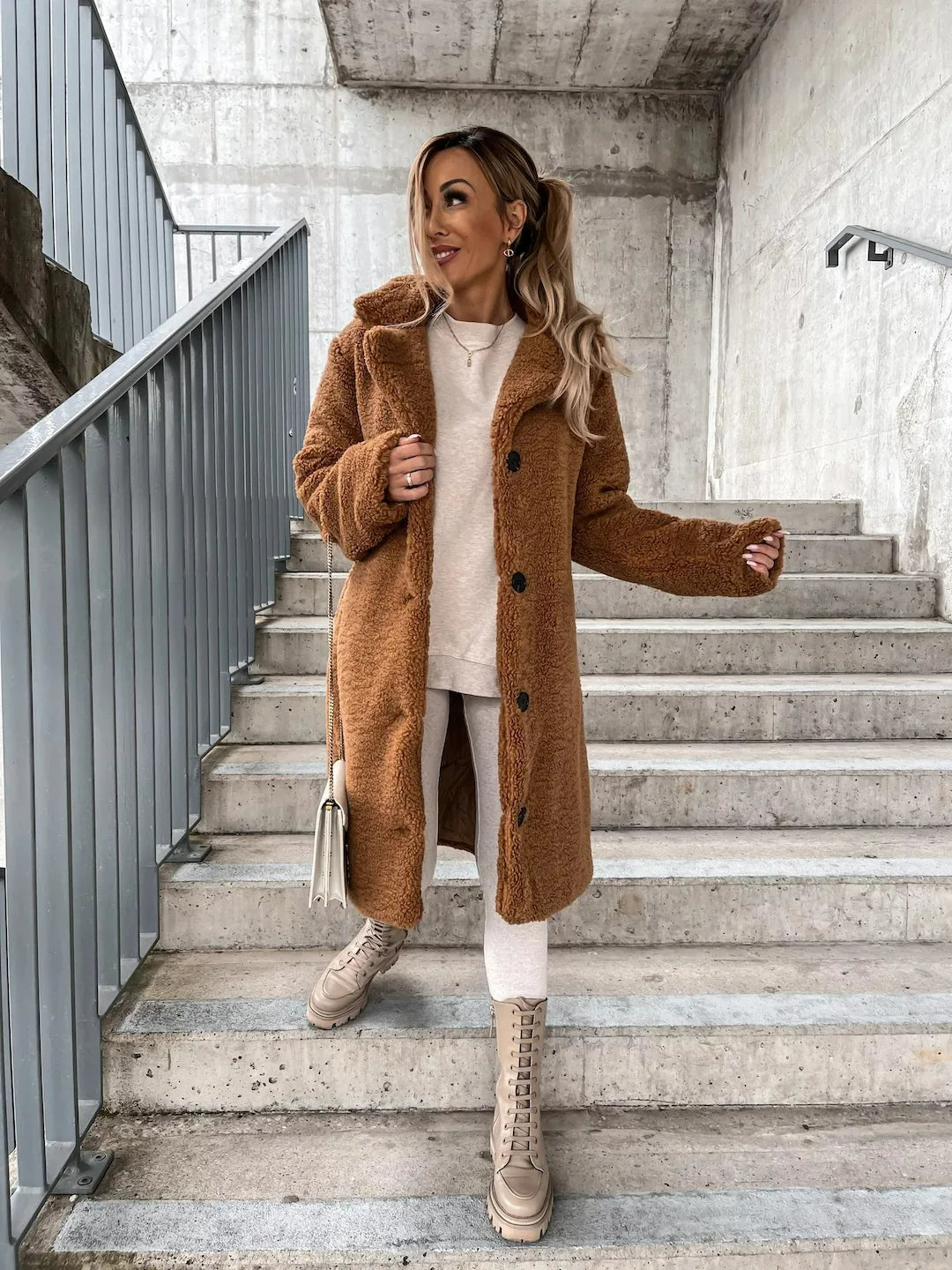 Women's Soft Plush Teddy Trench Coat