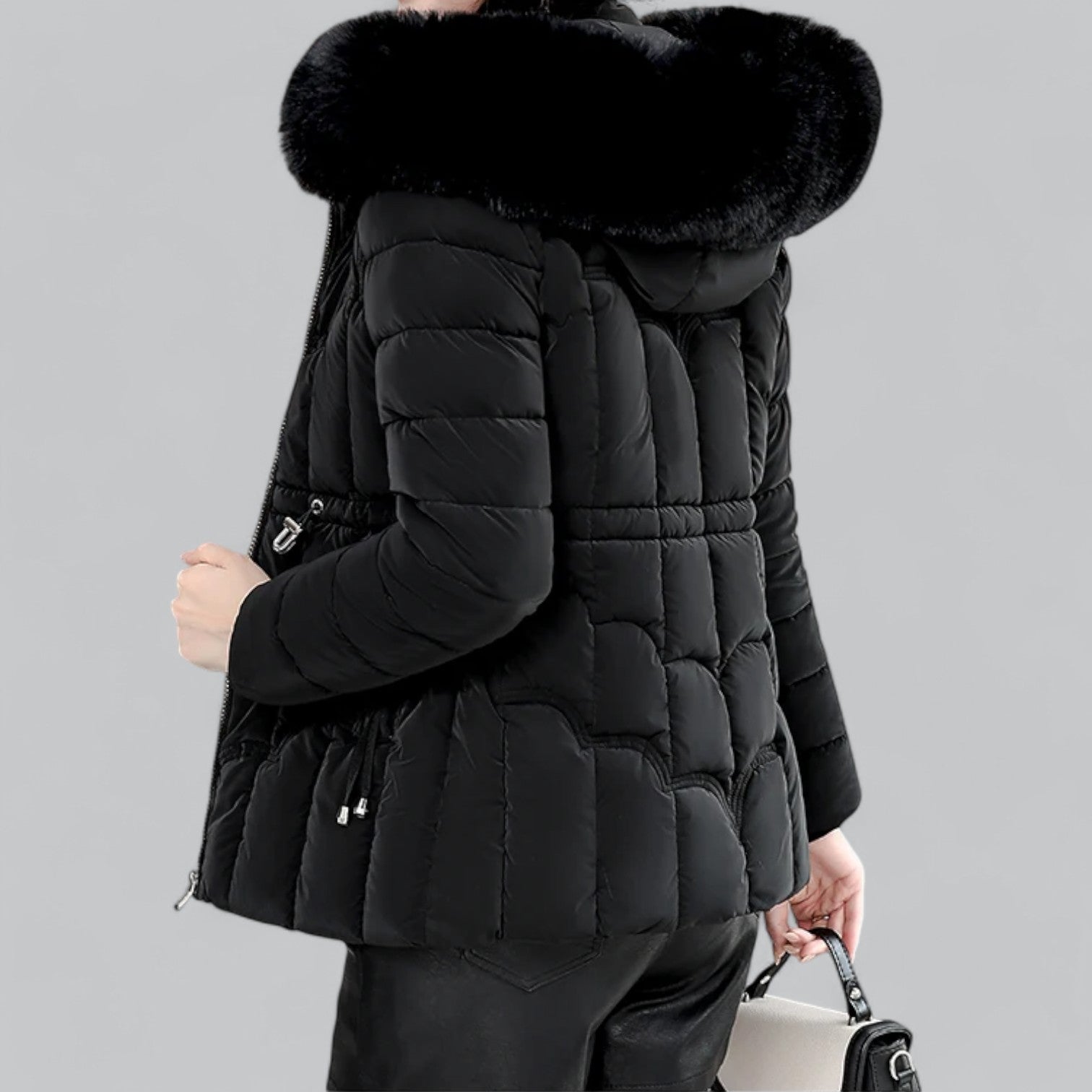 Padded Faux Fur Trim Parka for Women