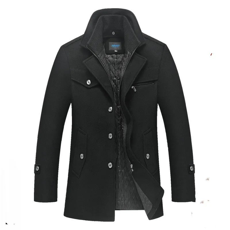 Men's Woolen Coat with Zipper