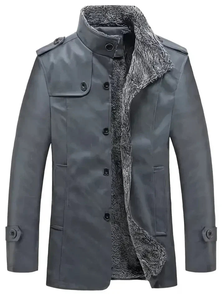 Men's Leather Jacket with Fleece Lining