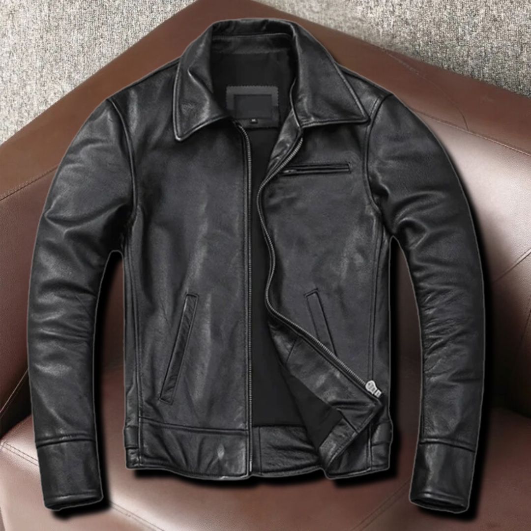 Vintage Cowhide Biker Jacket for Men