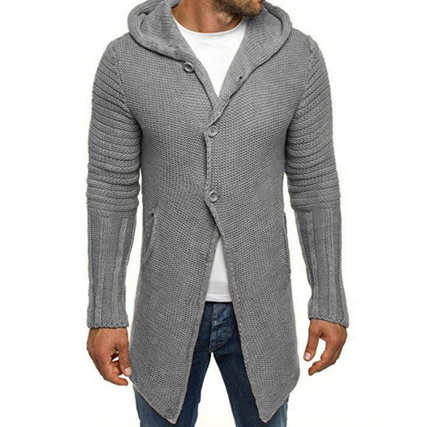 Men's Hooded Long Cardigan