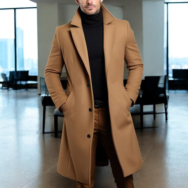 Men's trench coat wool jacket with urban style