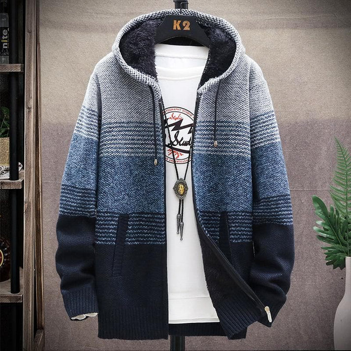 Men's Long Hooded Cardigan