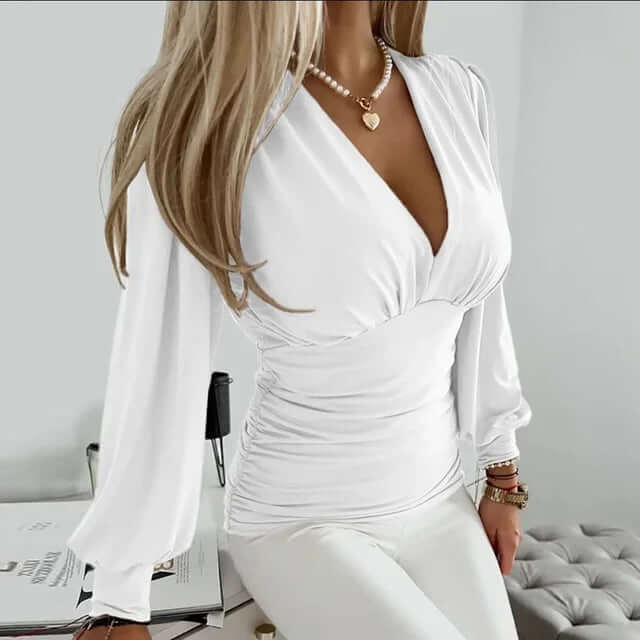 V Neck Long Sleeve Shirt for Women