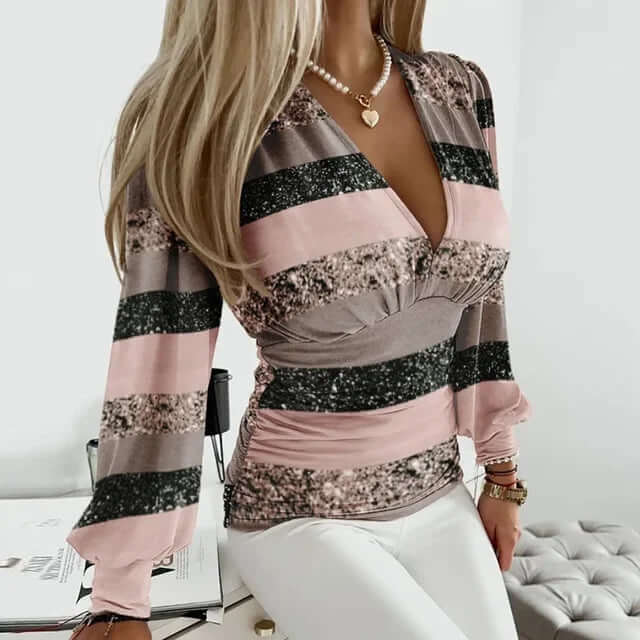 V Neck Long Sleeve Shirt for Women