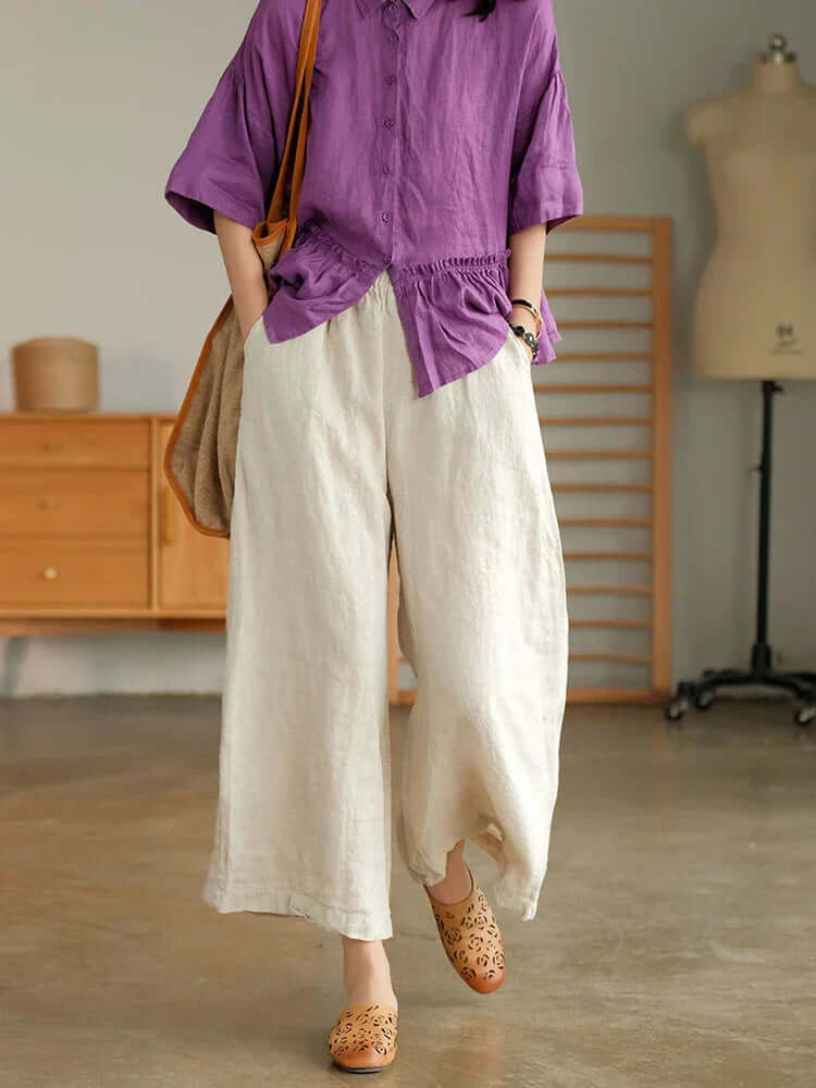 Casual Linen Cotton Trousers for Women