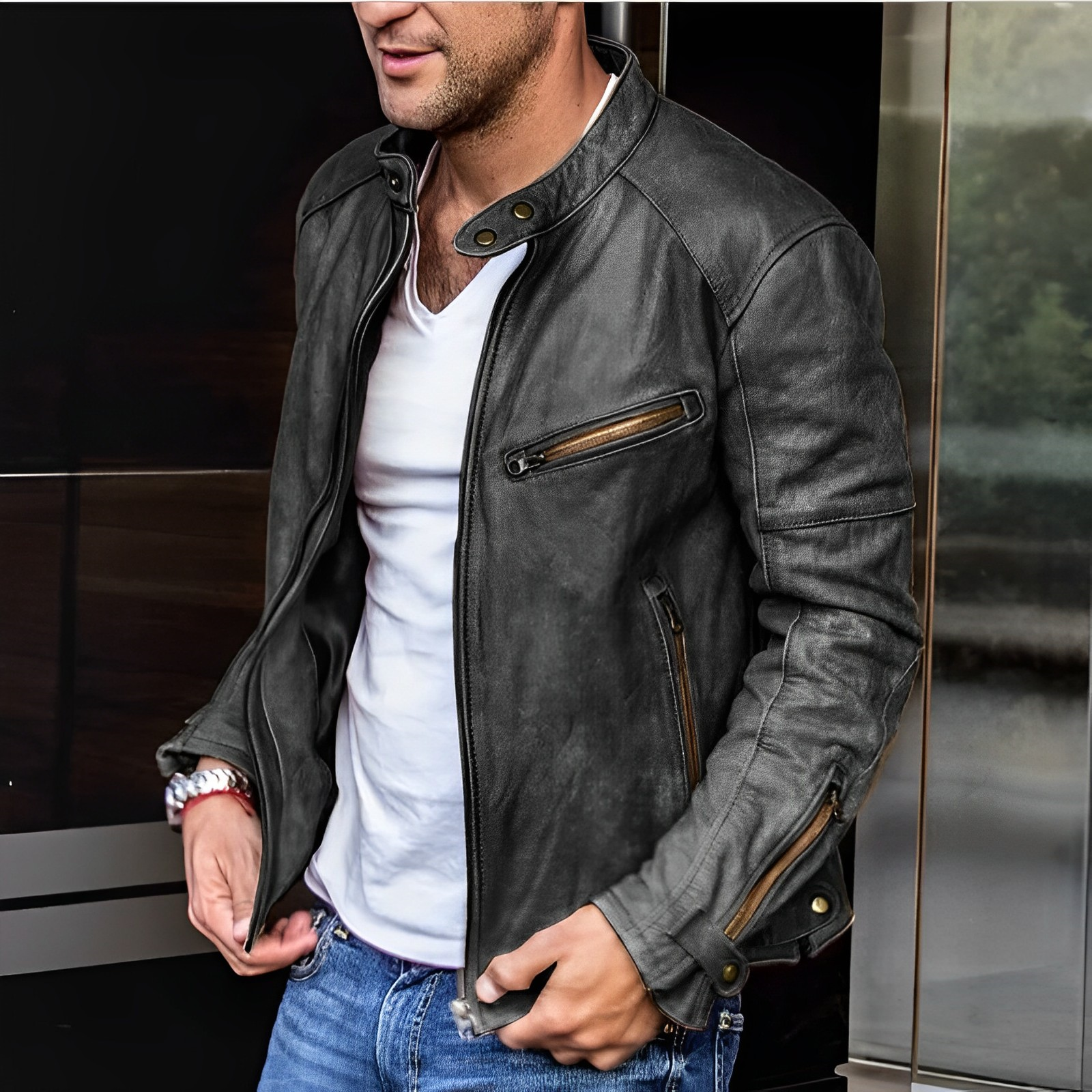 Elegant All-Season Leather Jacket