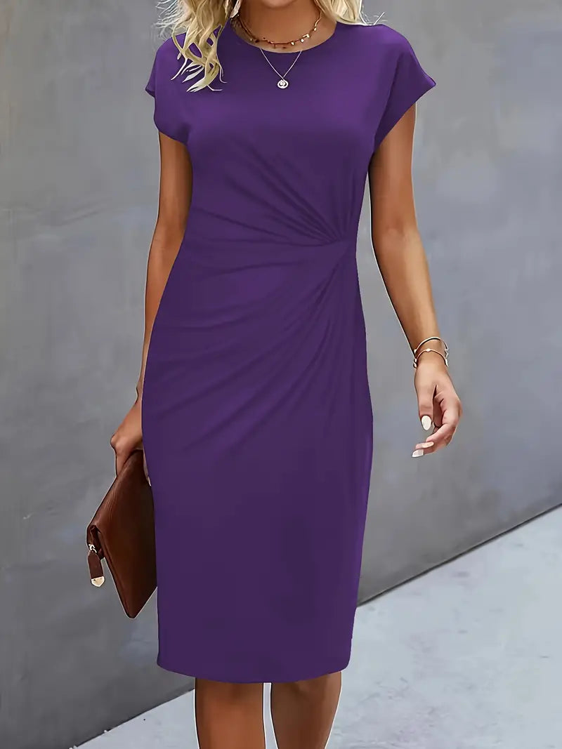 Women's Solid Colour Round Neck Dress