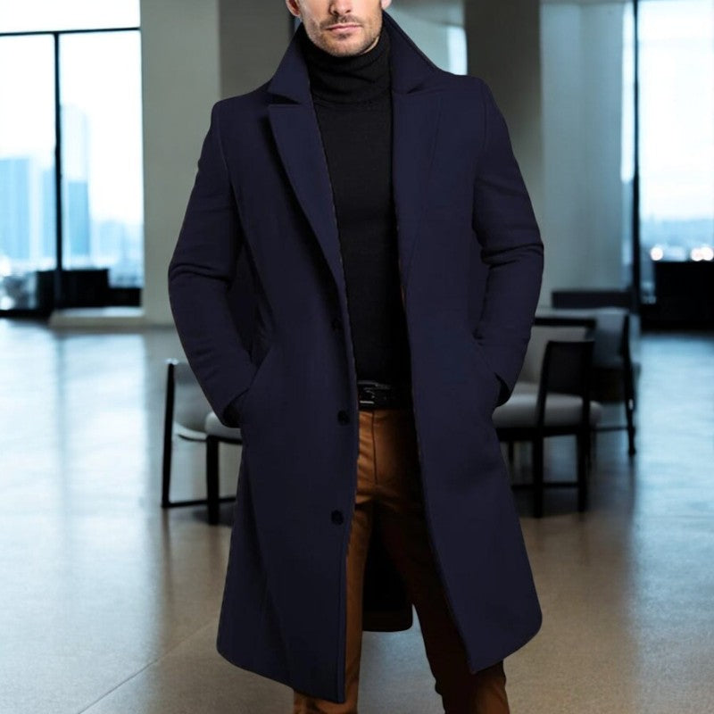 Men's trench coat wool jacket with urban style