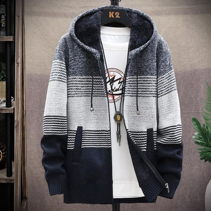 Men's Long Hooded Cardigan