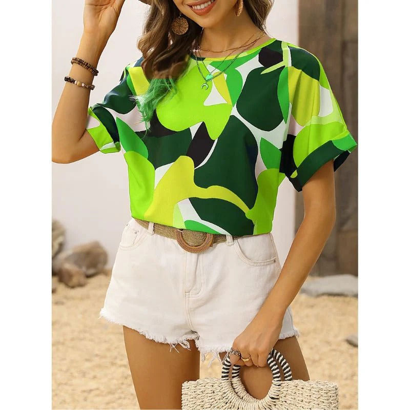 Layla - Printed Shirt - Bold Leafy Design