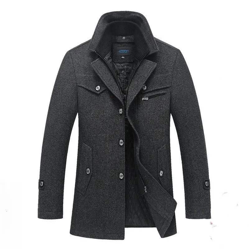 Men's Woolen Coat with Zipper