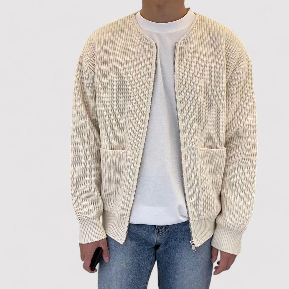 Men's Classic Knitted Cardigan with Pockets