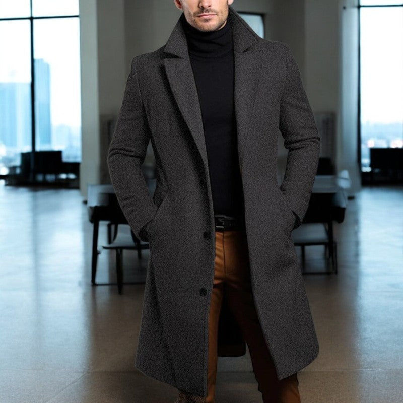 Men's trench coat wool jacket with urban style