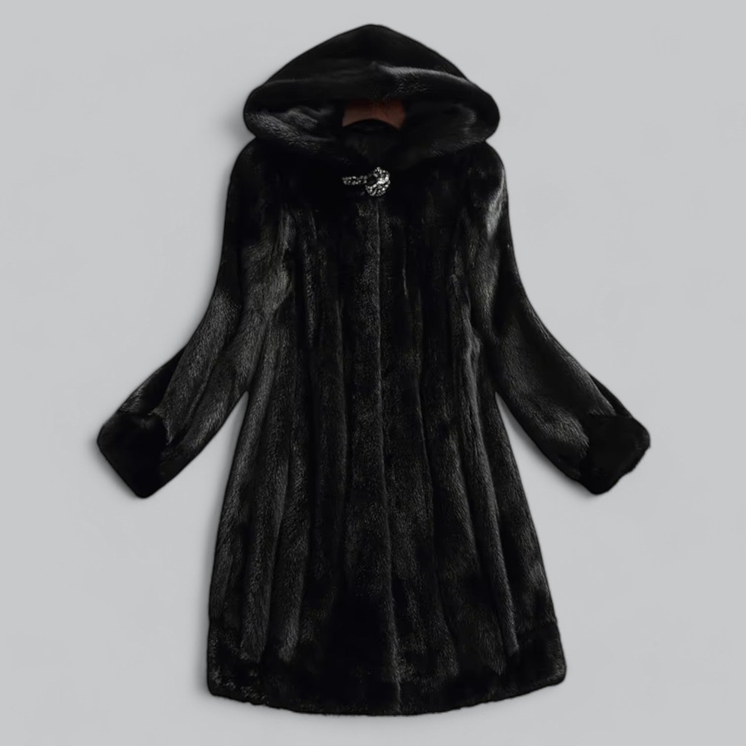 Luxury Mink Faux Fur Hooded Coat For Womem