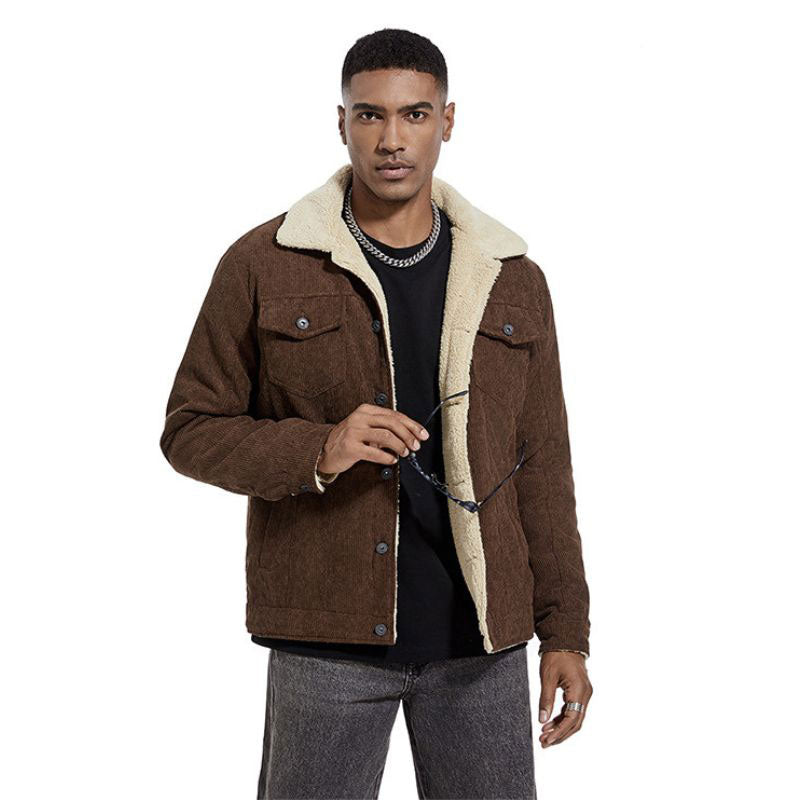 Owen - Corduroy Jacket - Warm Sherpa Lining and Rugged Style