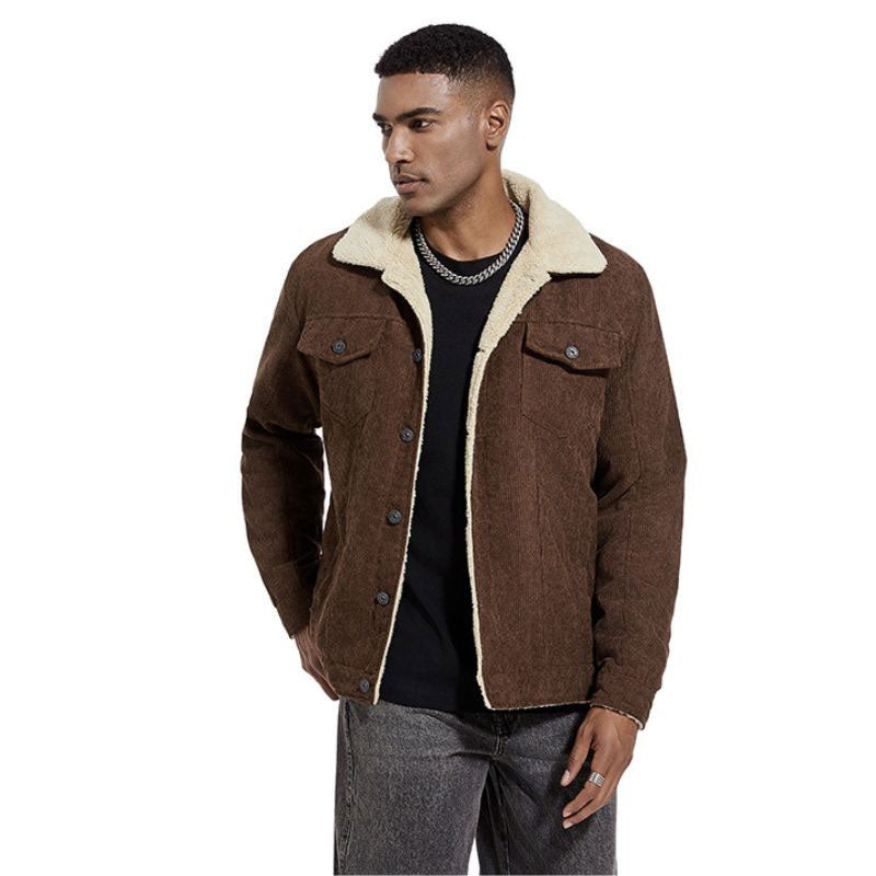 Owen - Corduroy Jacket - Warm Sherpa Lining and Rugged Style