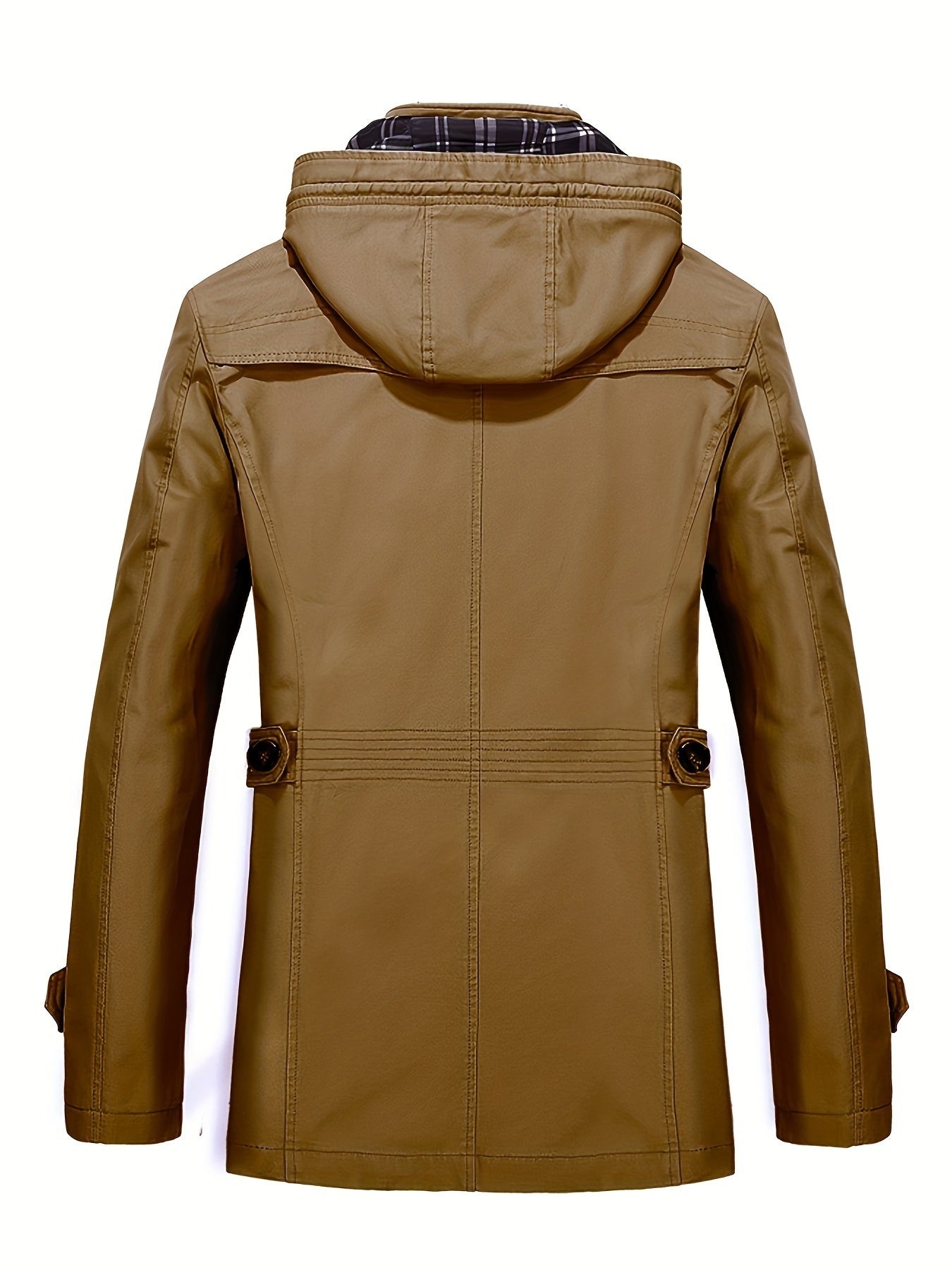 Men's hooded trench coat with zipped pockets