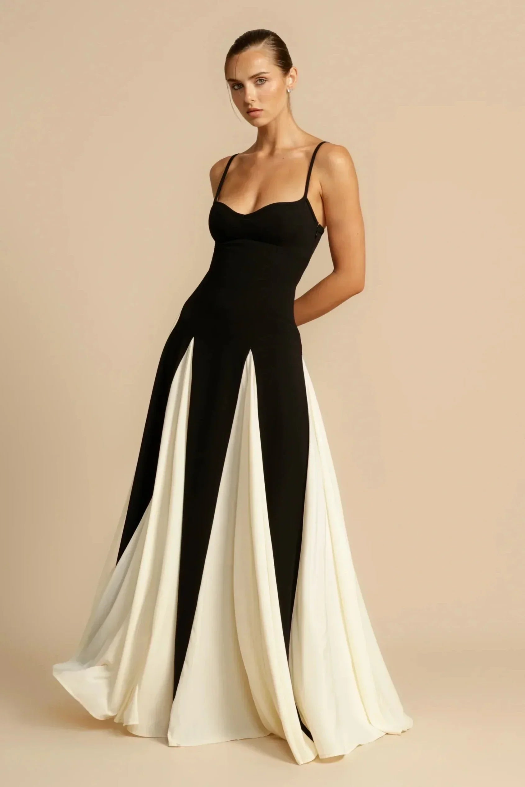 Two-Tone Black and White Maxi Dress