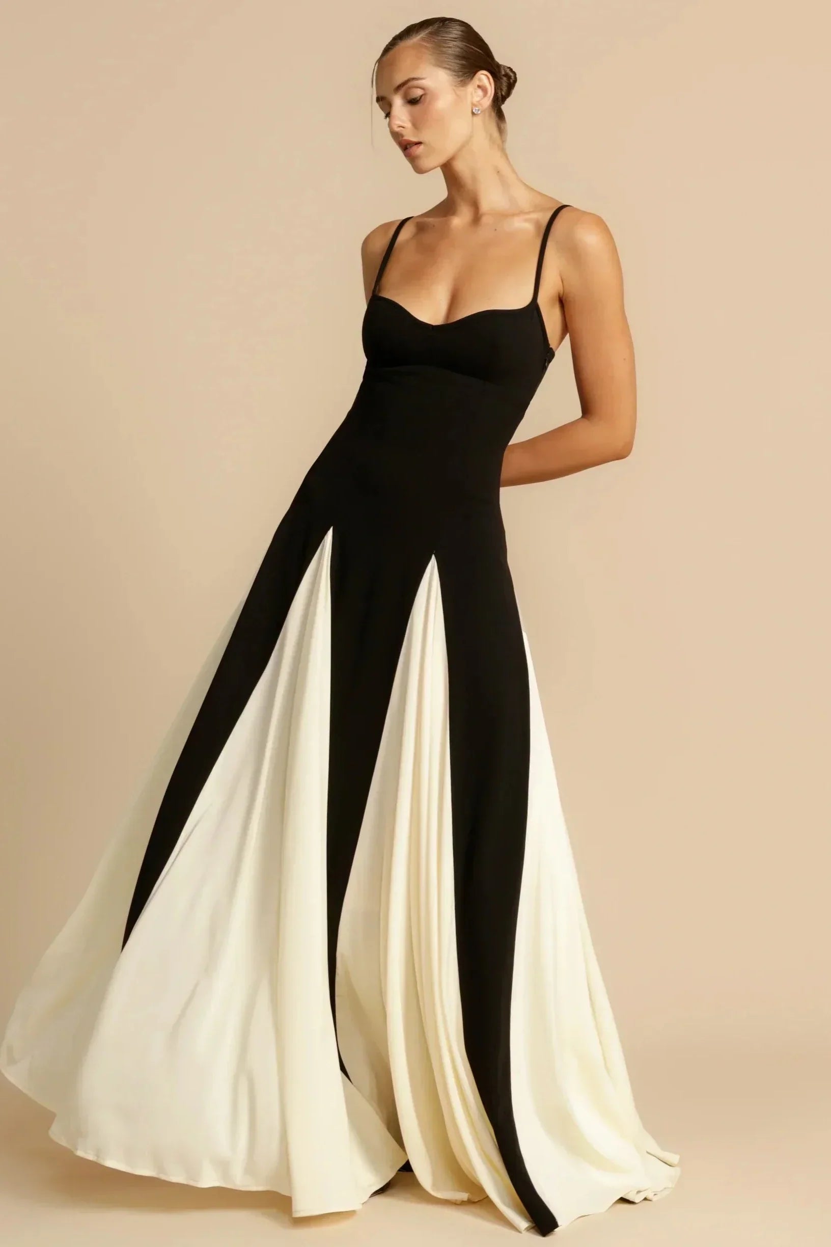 Two-Tone Black and White Maxi Dress