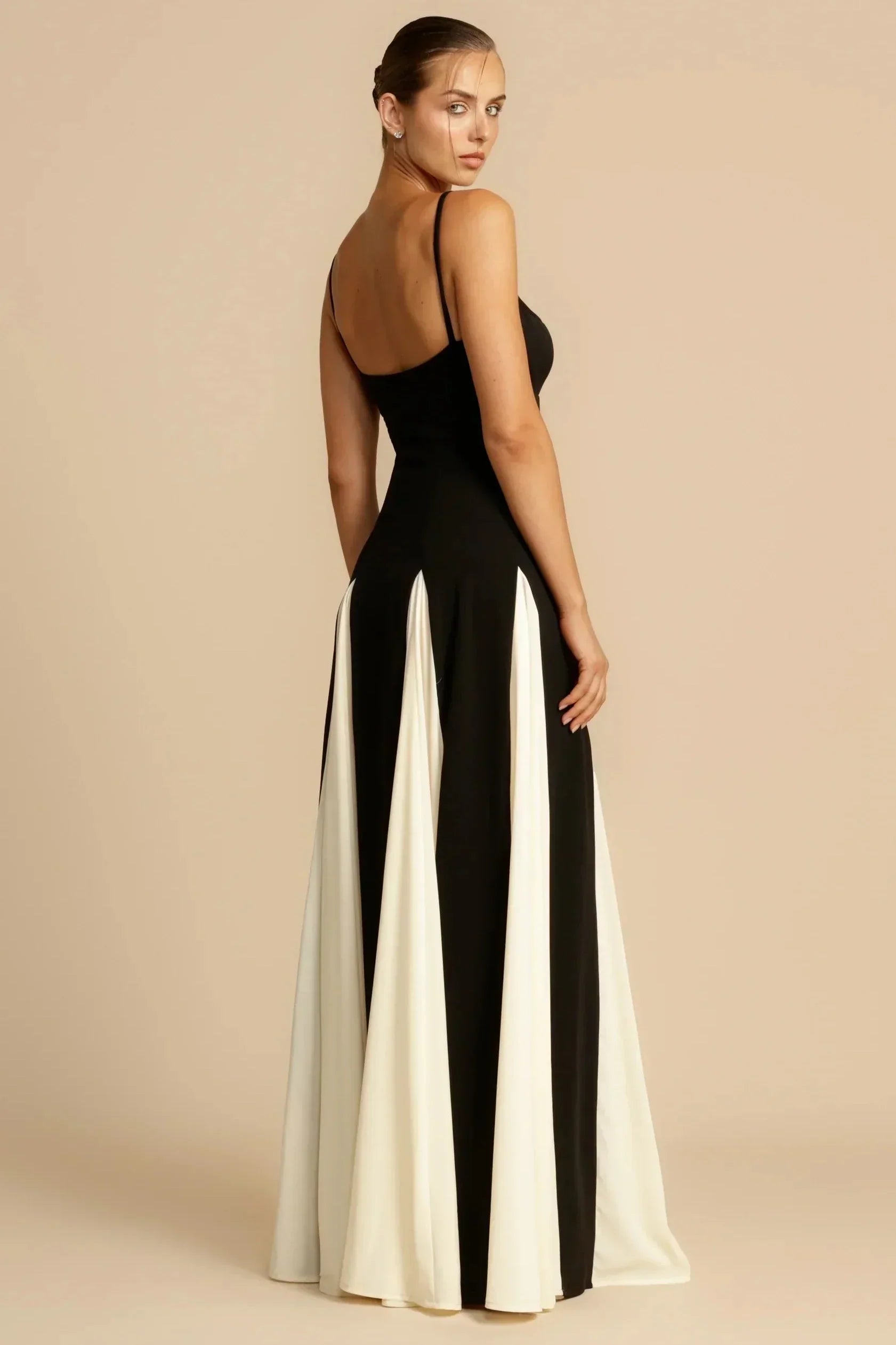 Two-Tone Black and White Maxi Dress