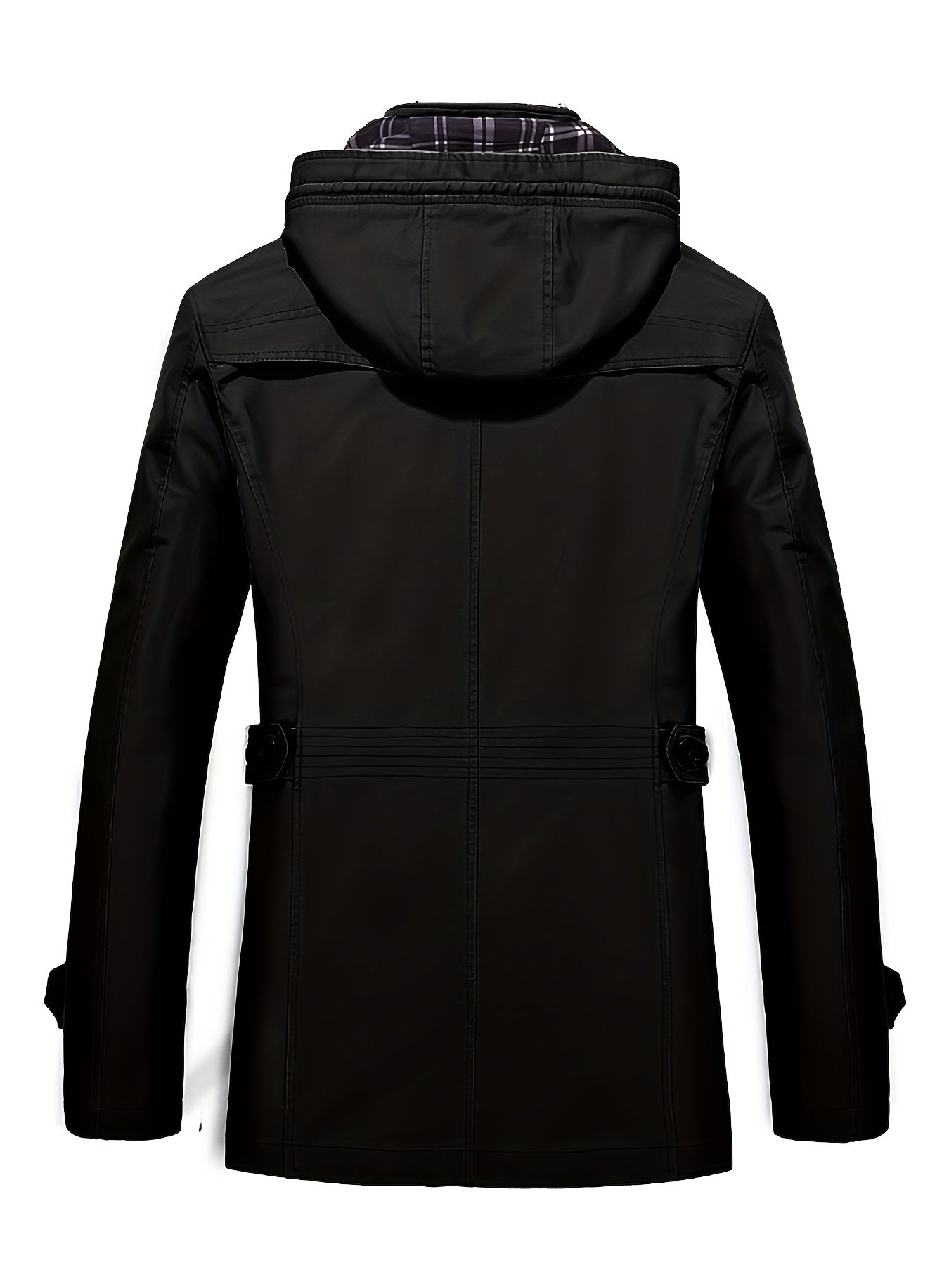 Men's hooded trench coat with zipped pockets