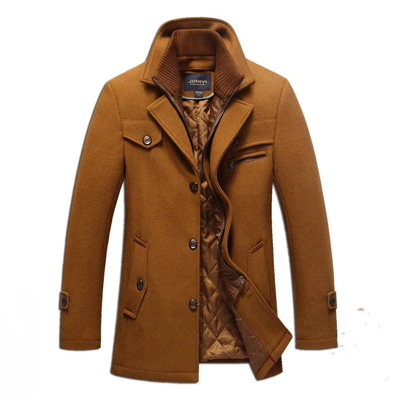 Men's Woolen Coat with Zipper