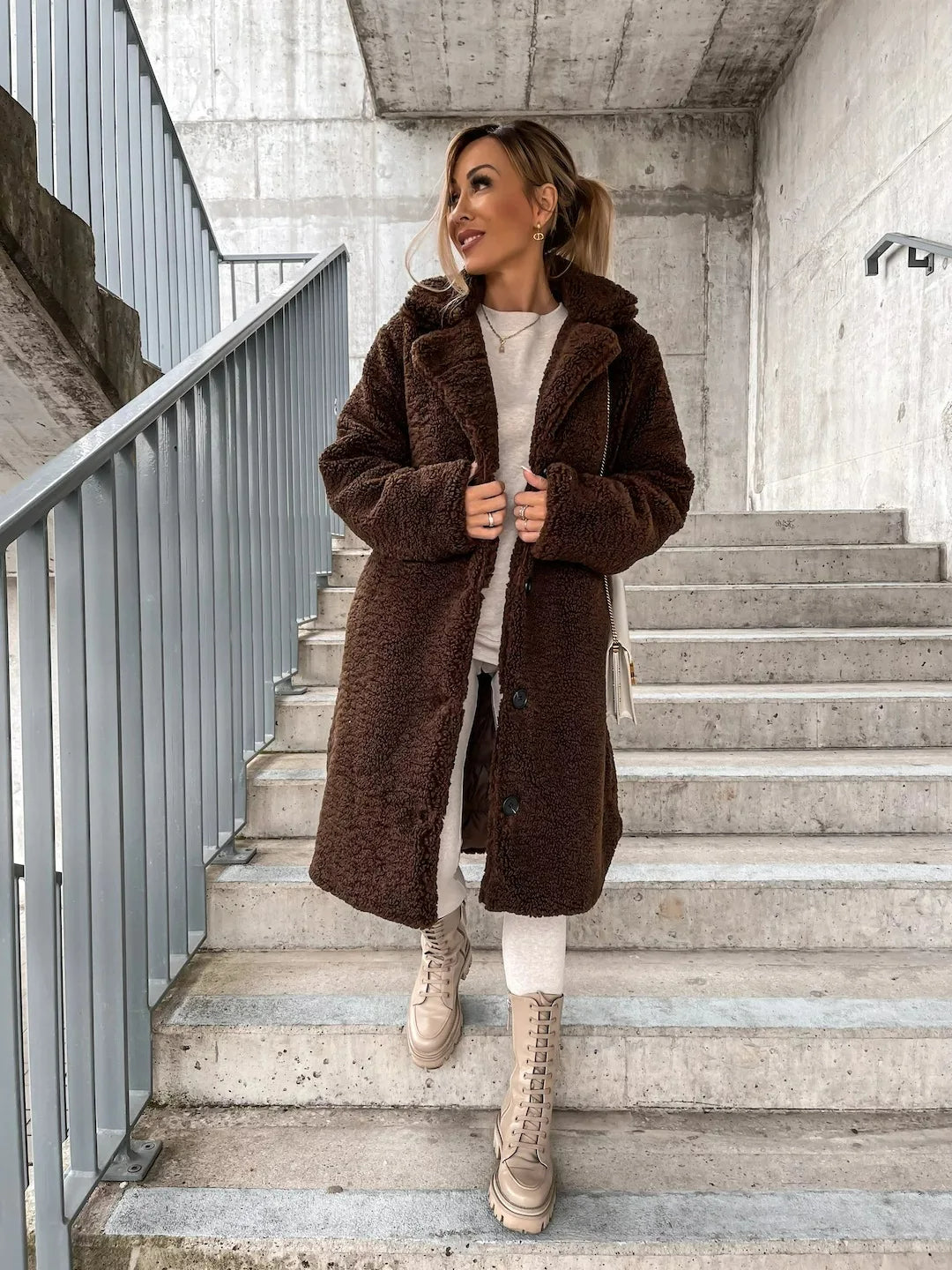 Women's Soft Plush Teddy Trench Coat