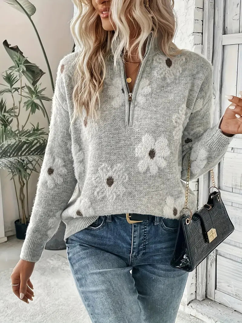 Casual Zip-Up Sweater for Women