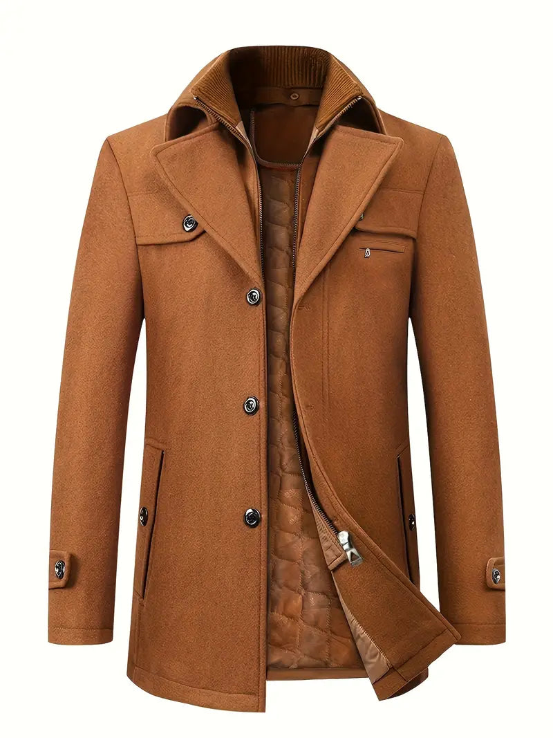 Classic men's trench coat with belt and pockets