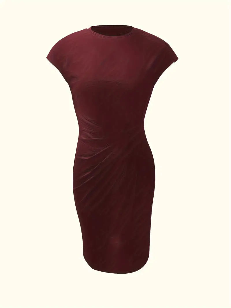 Women's Solid Colour Round Neck Dress