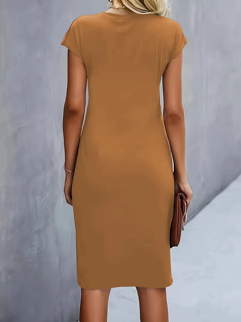 Women's Solid Colour Round Neck Dress