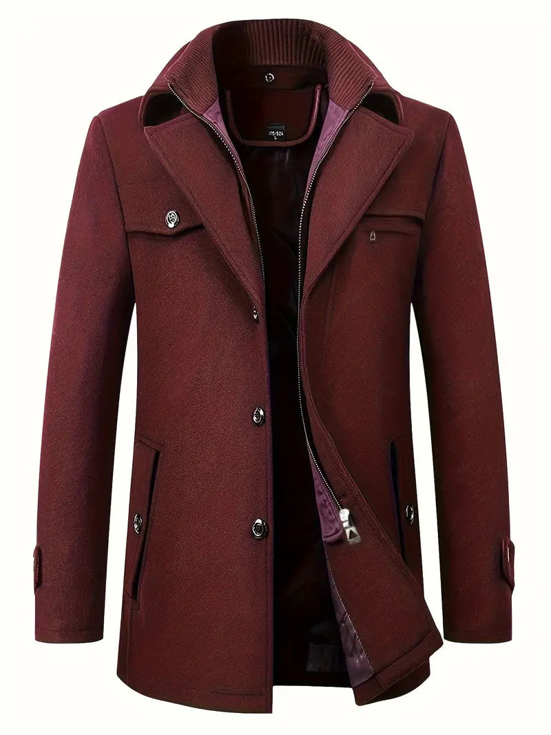 Classic men's trench coat with belt and pockets