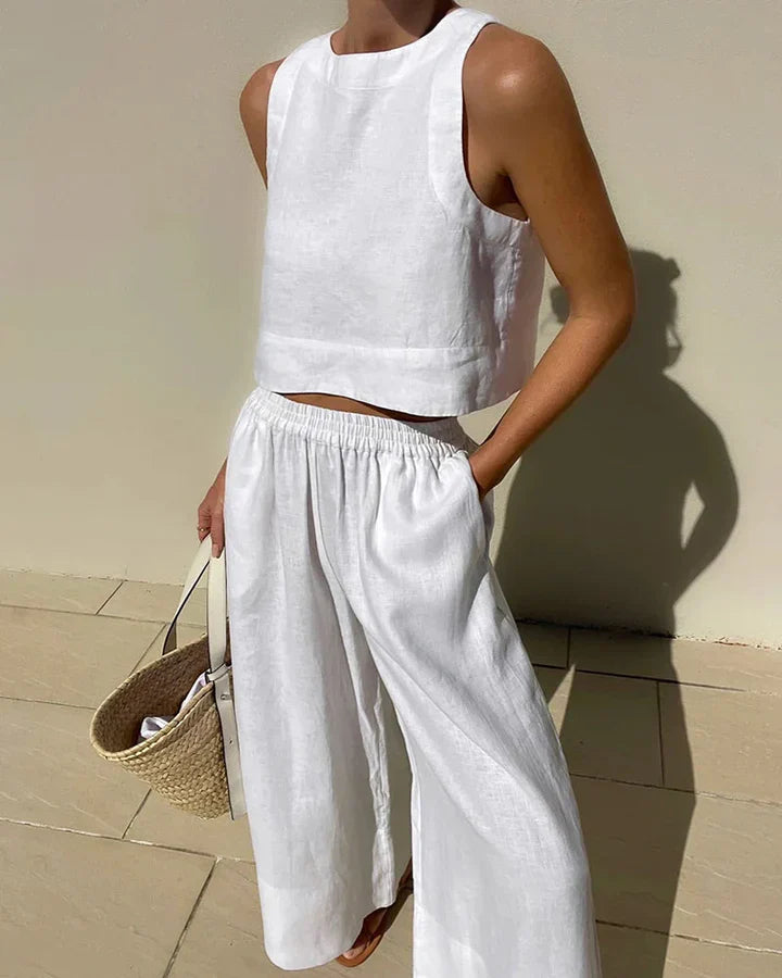 Women's White Linen Set