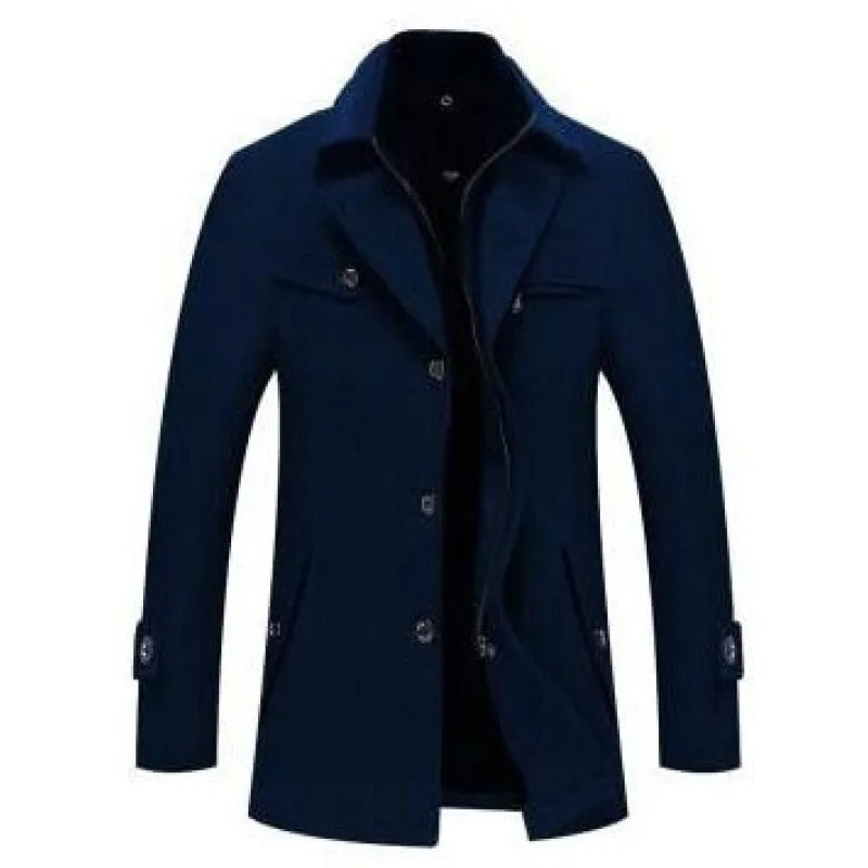 Men's Woolen Coat with Zipper