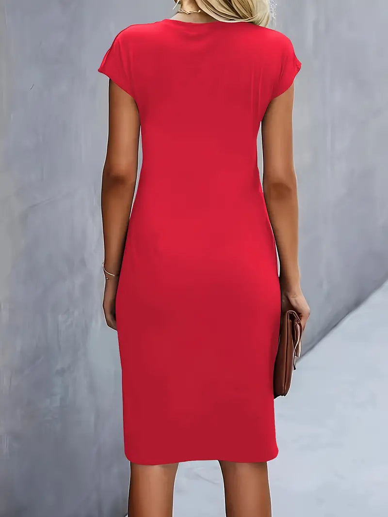 Women's Solid Colour Round Neck Dress