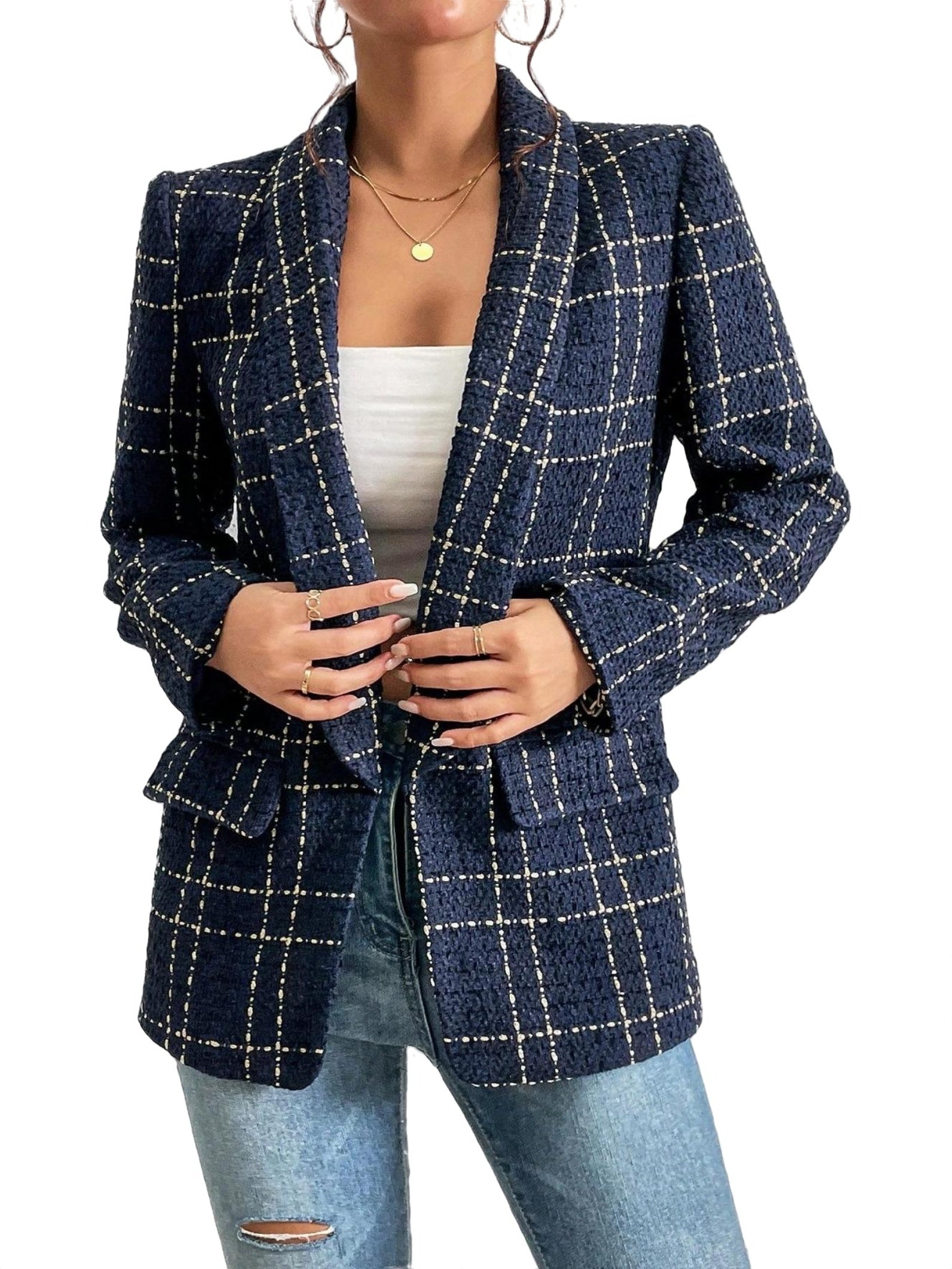 Women's Checkered Blazer