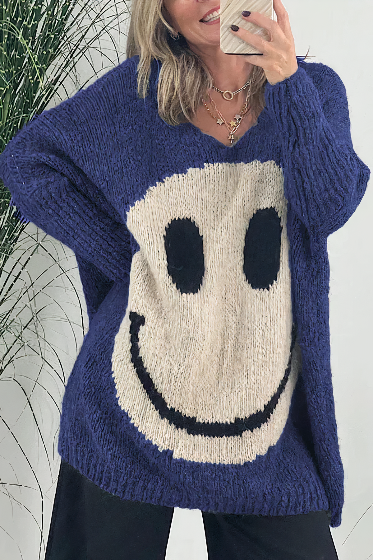 Oversized Smiley Knit Sweater