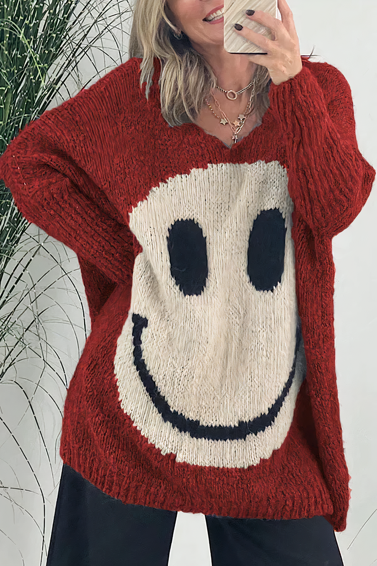 Oversized Smiley Knit Sweater