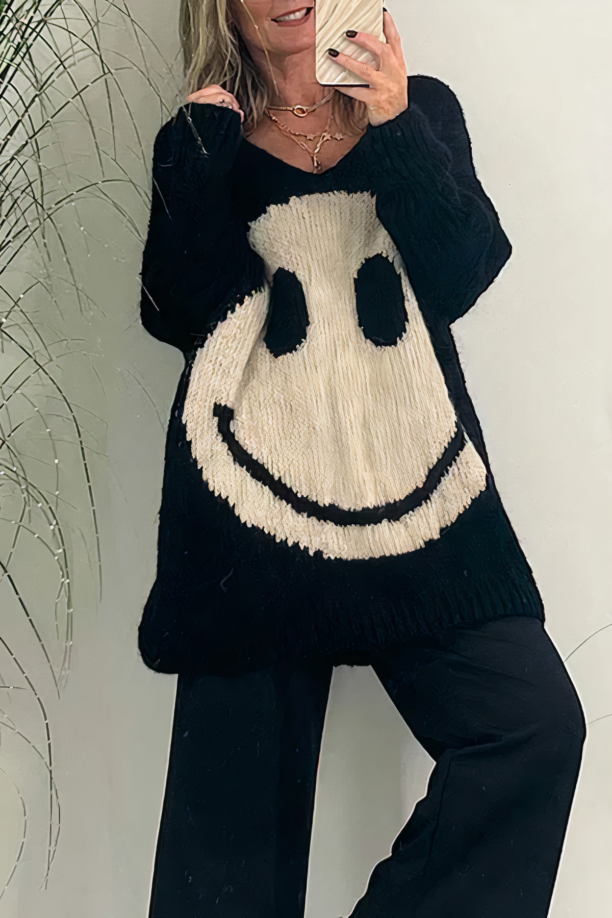 Oversized Smiley Knit Sweater