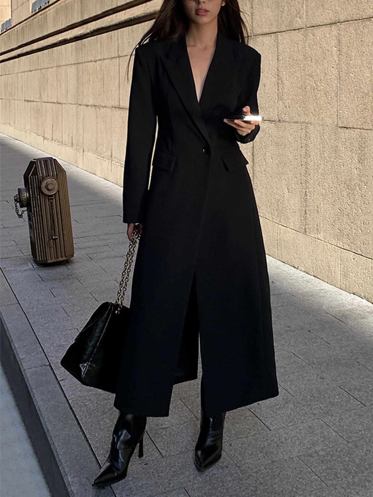 Women's Long Black Trench Coat