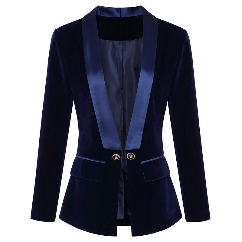 Women Velvet Tuxedo Blazer